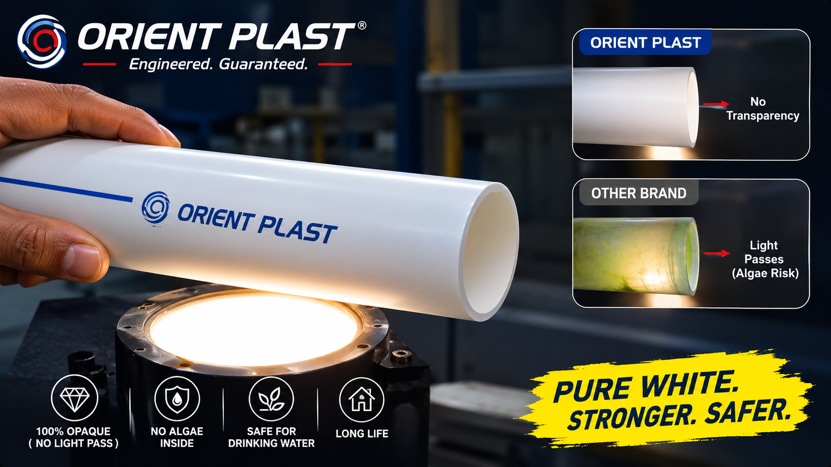 Orient Plast UPVC pipe quality and opacity test